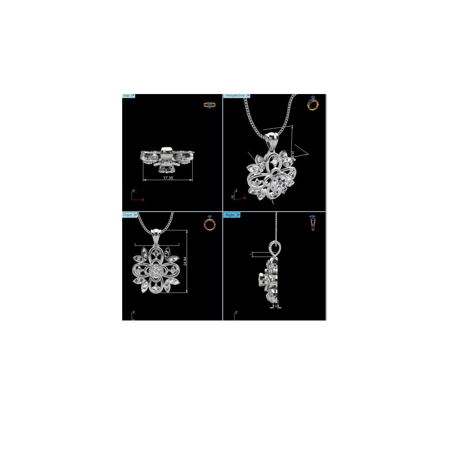 pendant-1179 rose gold pendant with diamonds 3D print model_19