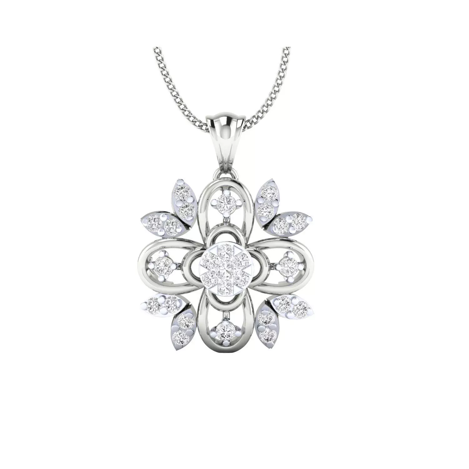 pendant-1179 rose gold pendant with diamonds 3D print model_0