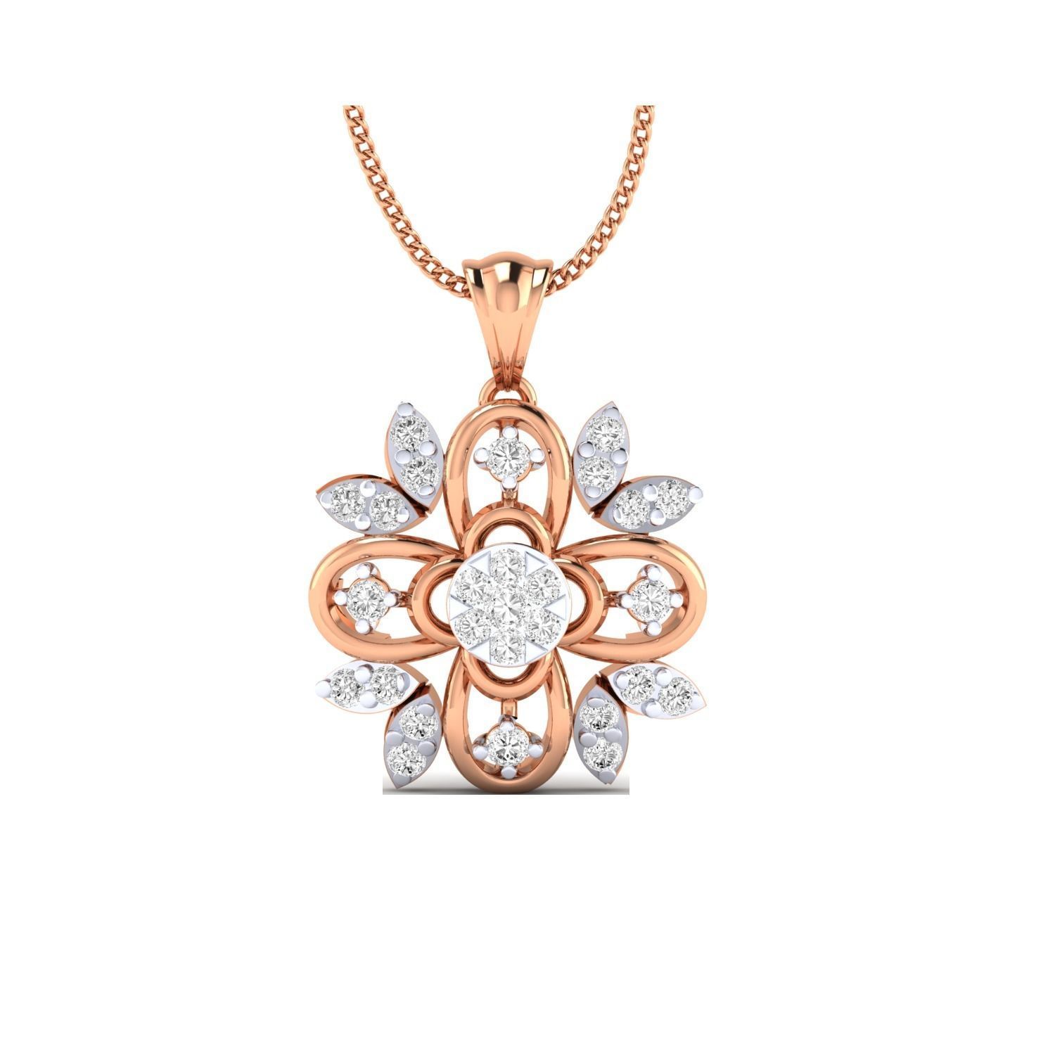 pendant-1179 rose gold pendant with diamonds 3D print model_14