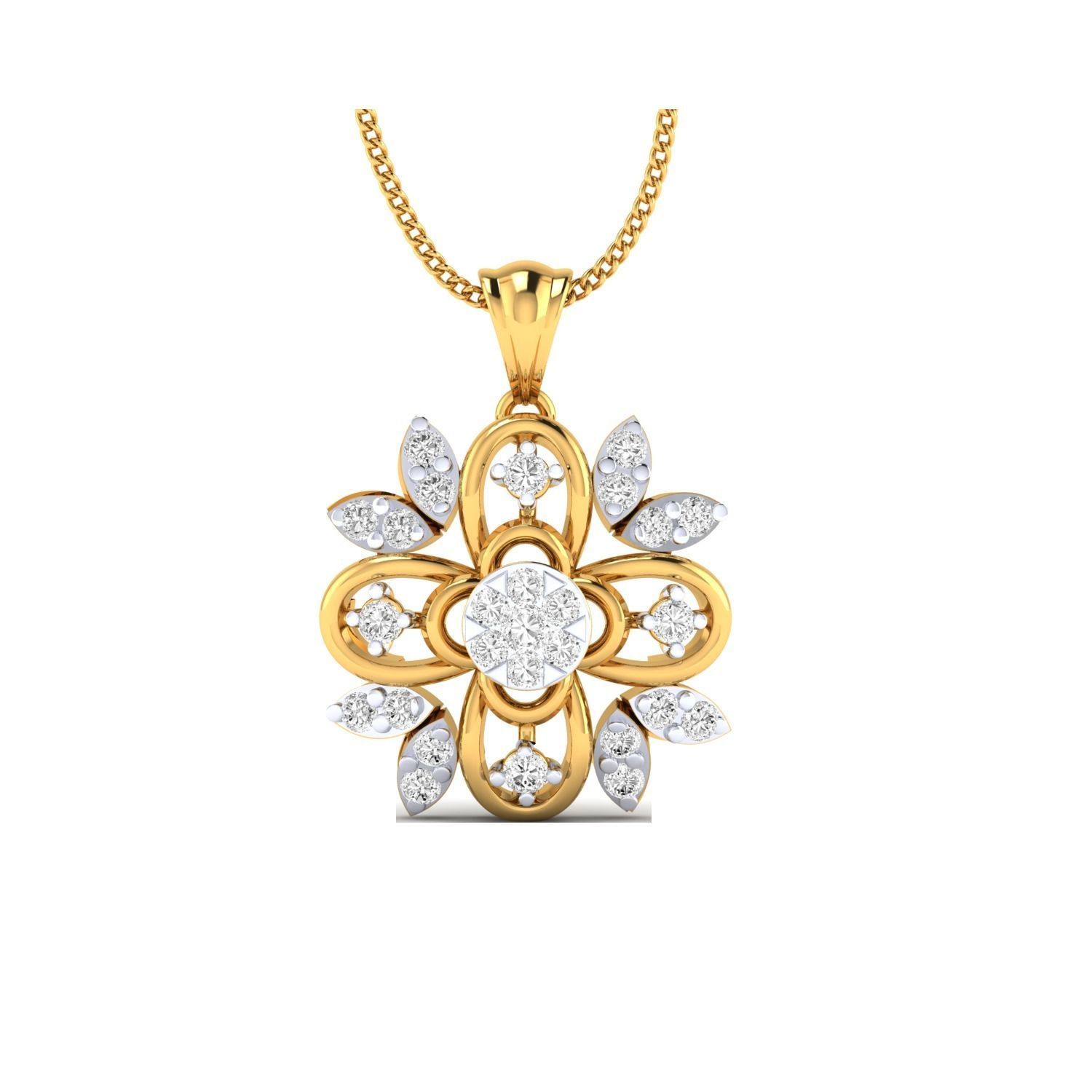 pendant-1179 rose gold pendant with diamonds 3D print model_17