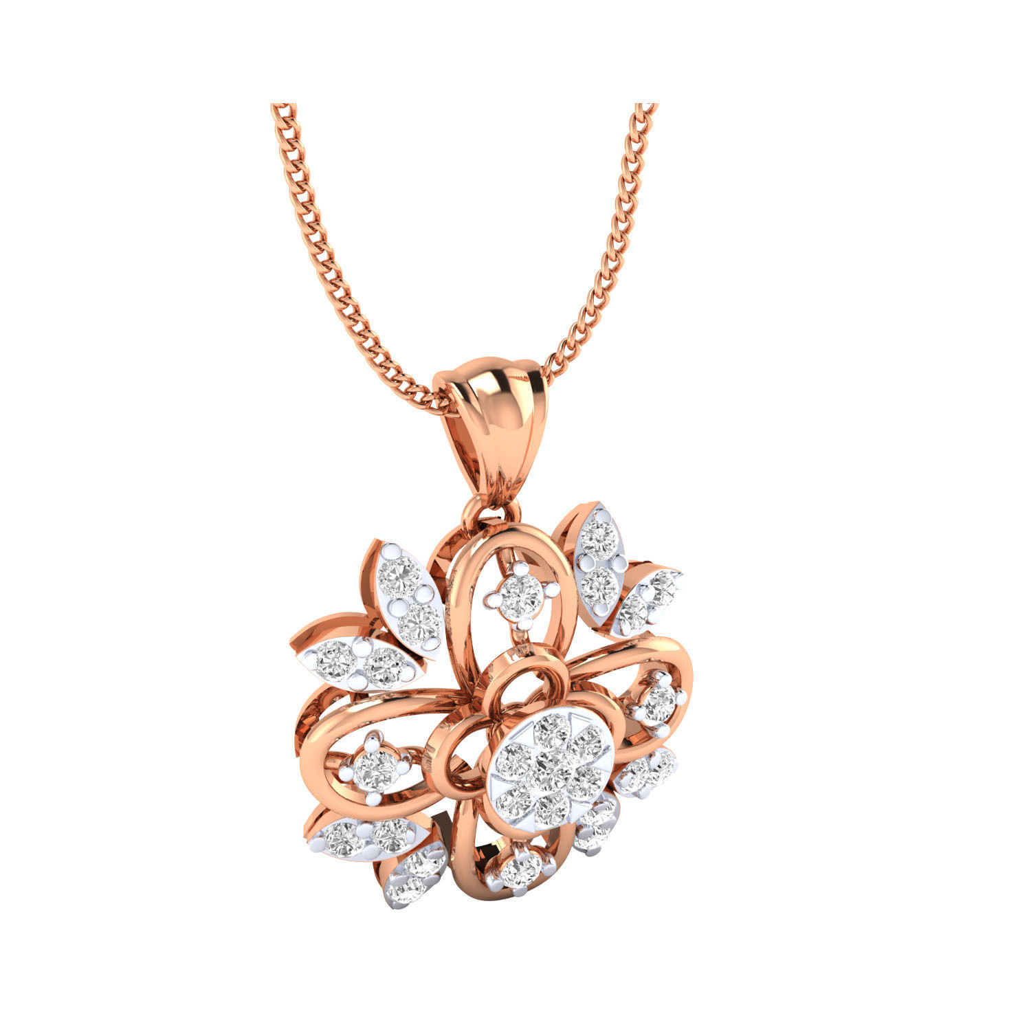 pendant-1179 rose gold pendant with diamonds 3D print model_1