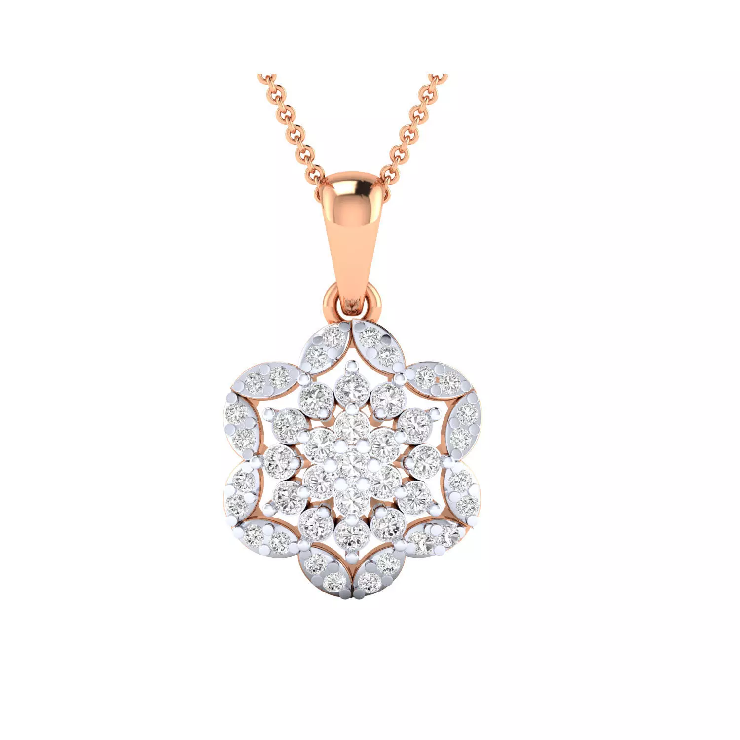 pendant-1178 rose gold pendant with diamonds 3D print model_0