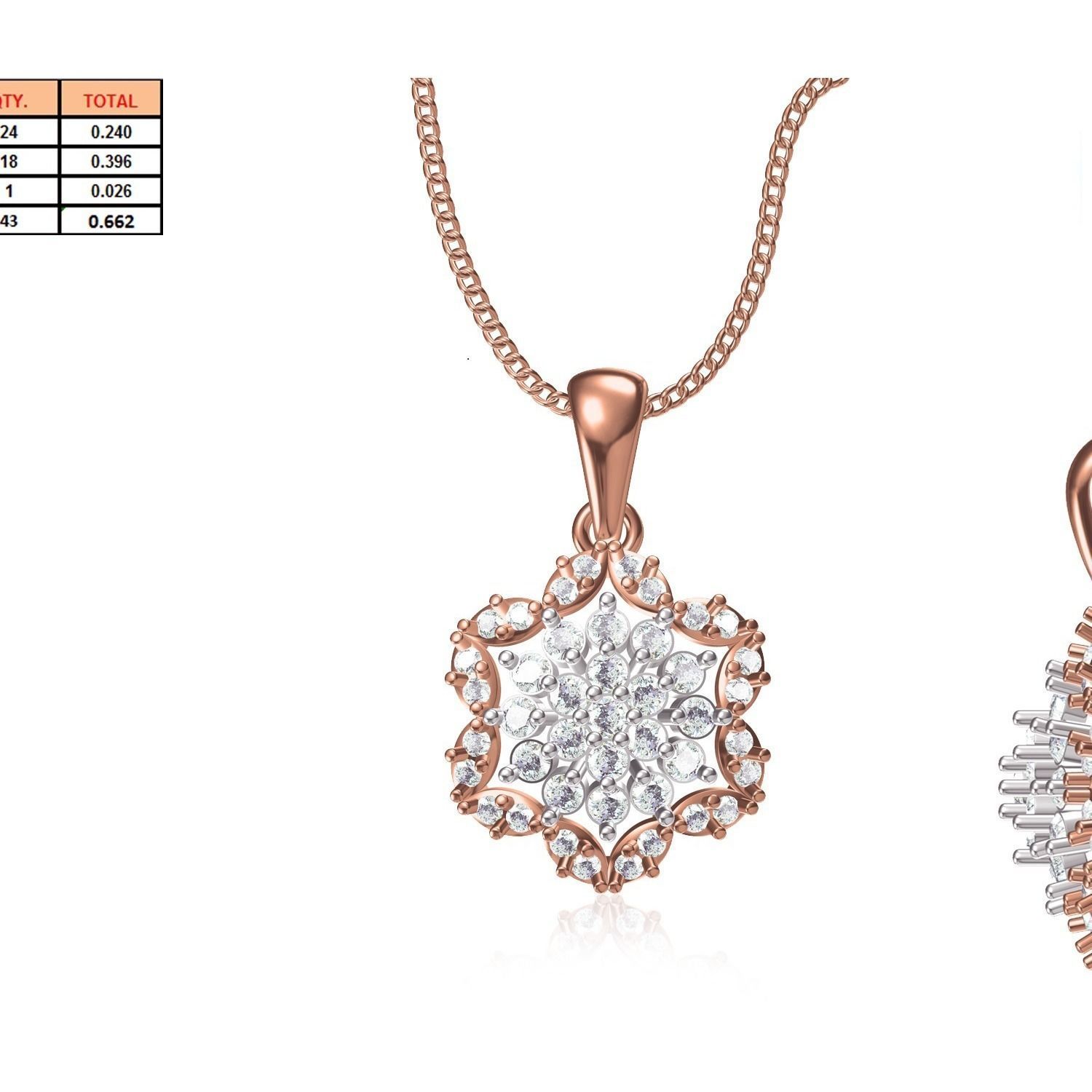 pendant-1178 rose gold pendant with diamonds 3D print model_18