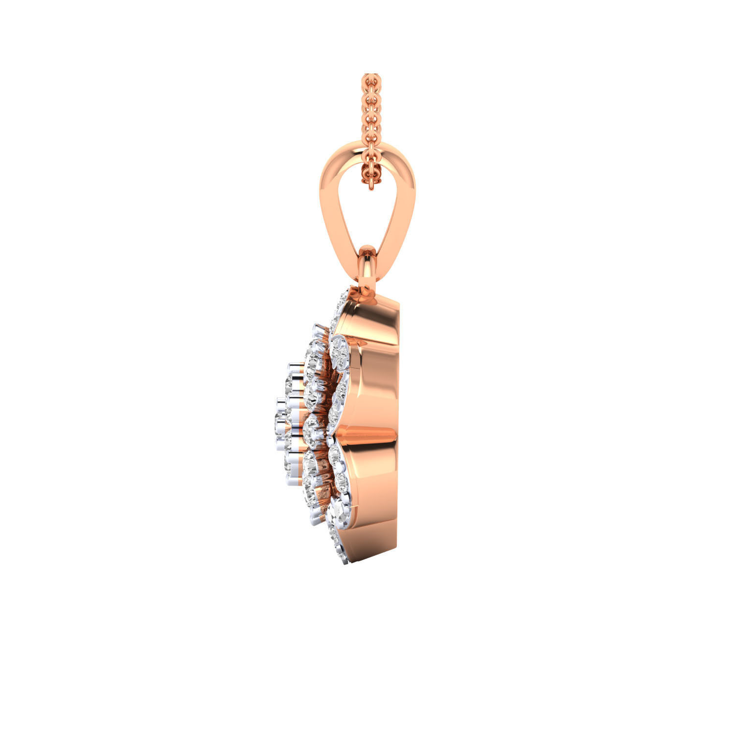 pendant-1178 rose gold pendant with diamonds 3D print model_7