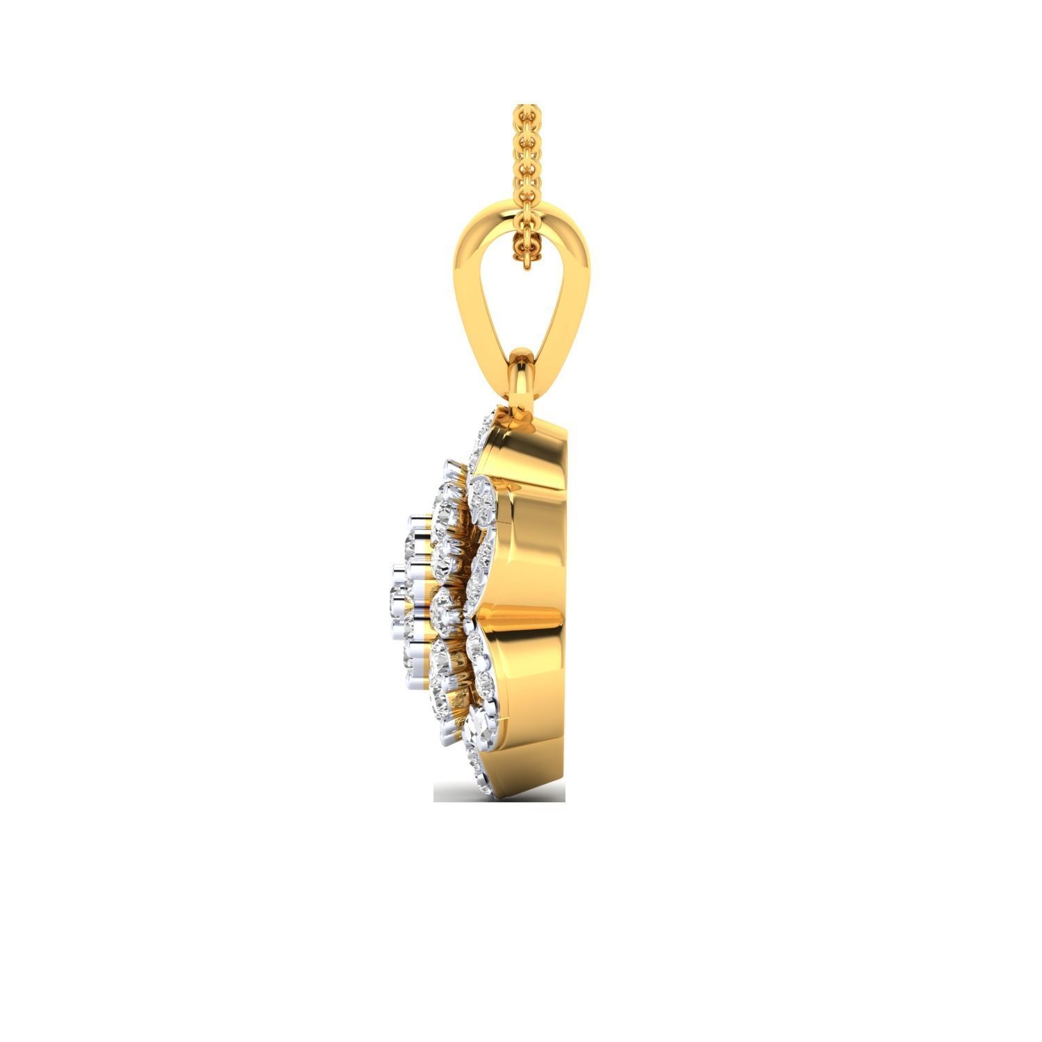 pendant-1178 rose gold pendant with diamonds 3D print model_12