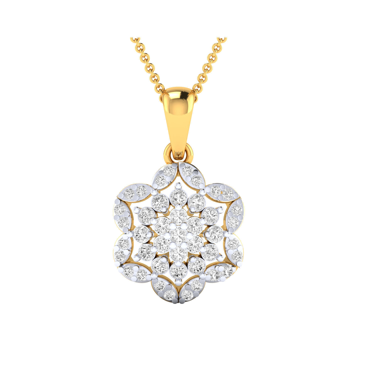 pendant-1178 rose gold pendant with diamonds 3D print model_16