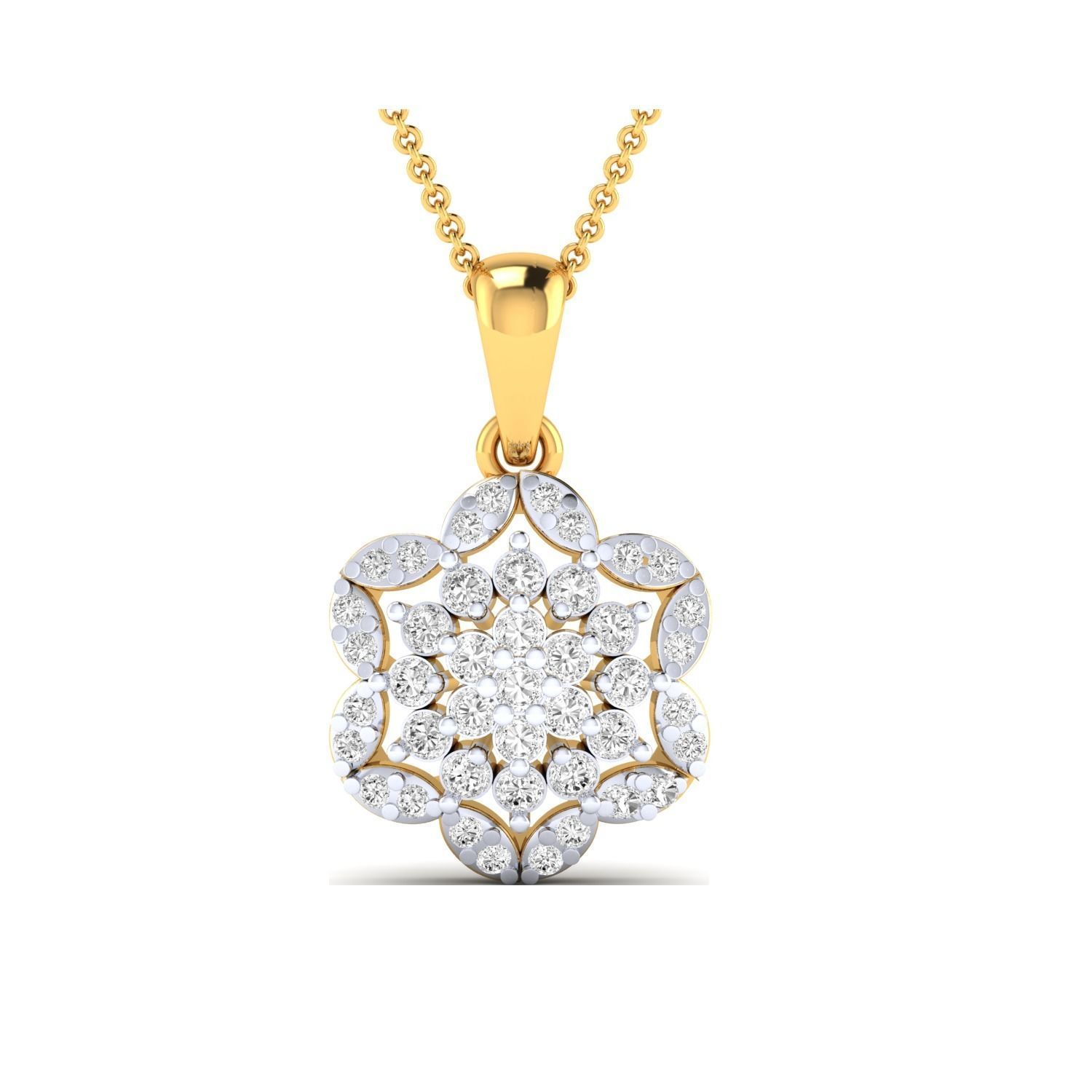 pendant-1178 rose gold pendant with diamonds 3D print model_17