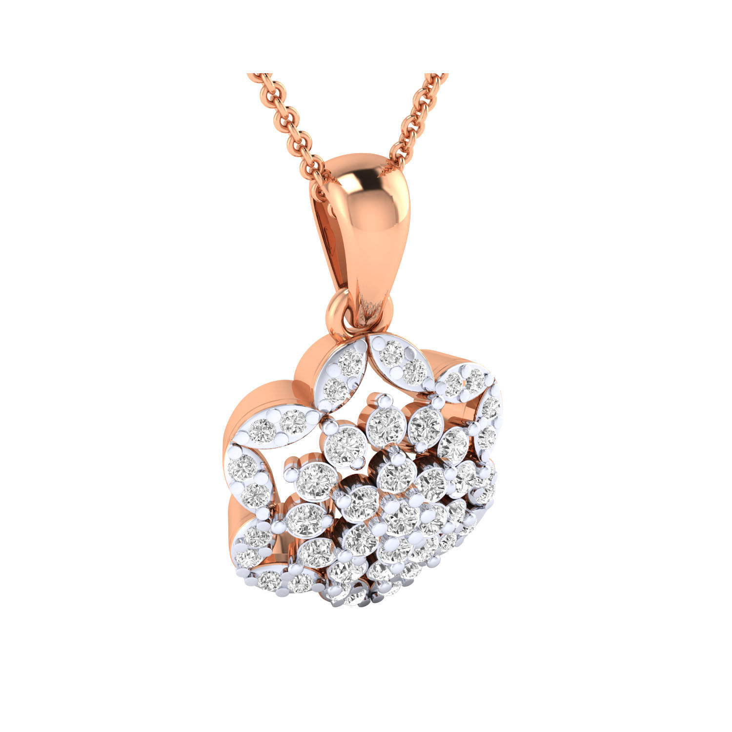pendant-1178 rose gold pendant with diamonds 3D print model_1