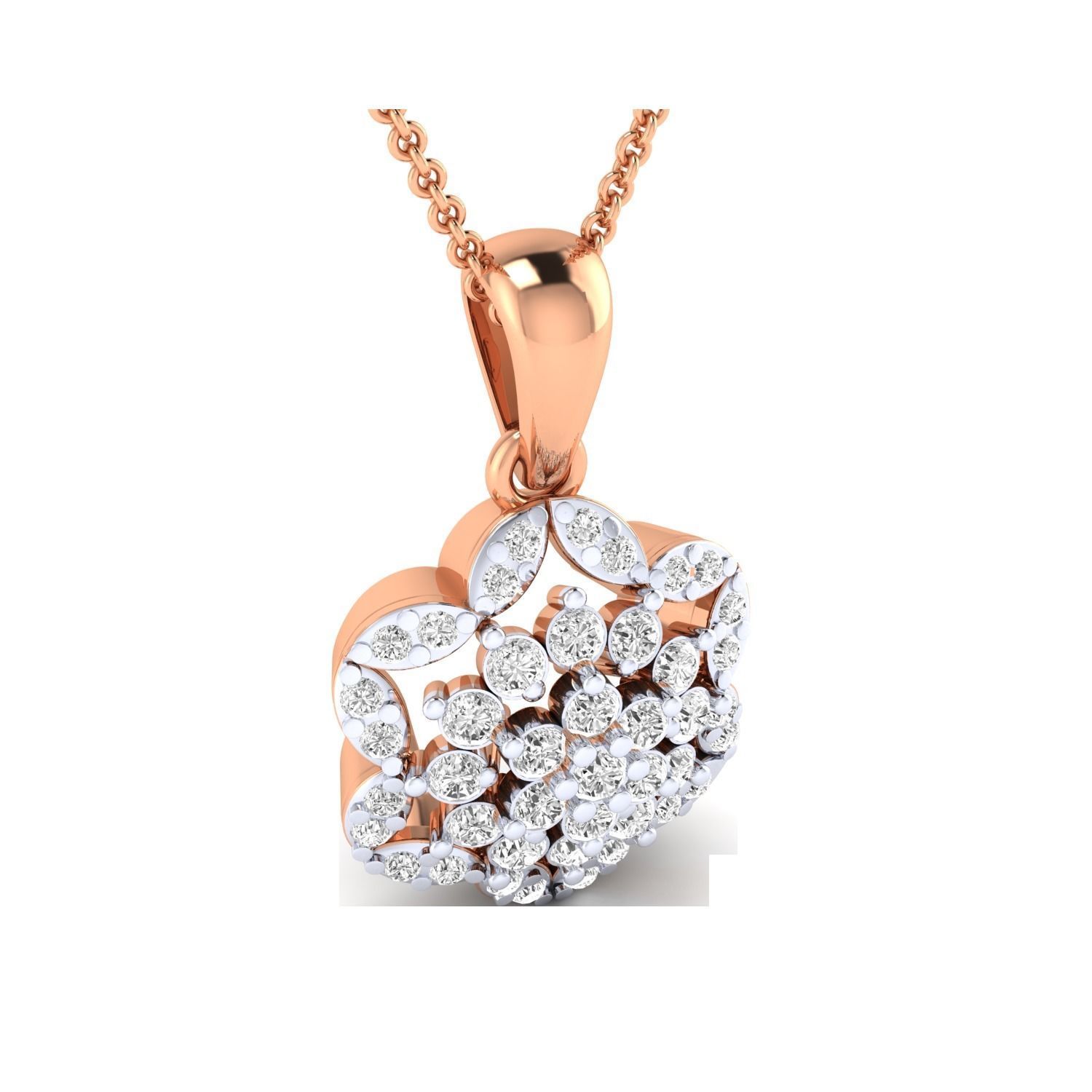 pendant-1178 rose gold pendant with diamonds 3D print model_2