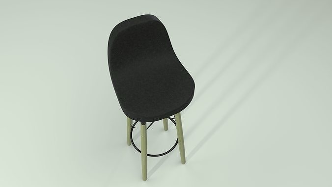 Bar Leather Stool 3D model 4