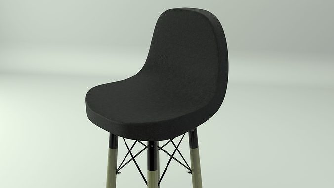 Bar Leather Stool 3D model 3