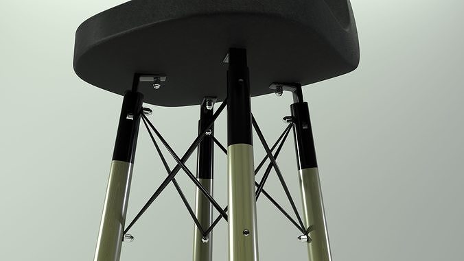 Bar Leather Stool 3D model 5