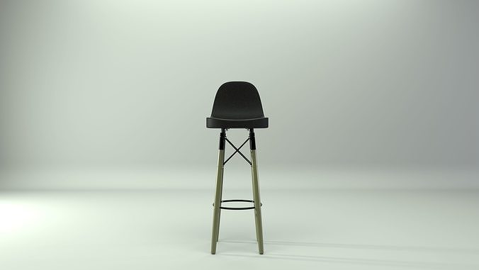 Bar Leather Stool 3D model 2