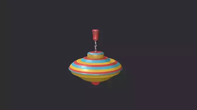 Striped Spinning Top Low-poly 3D model