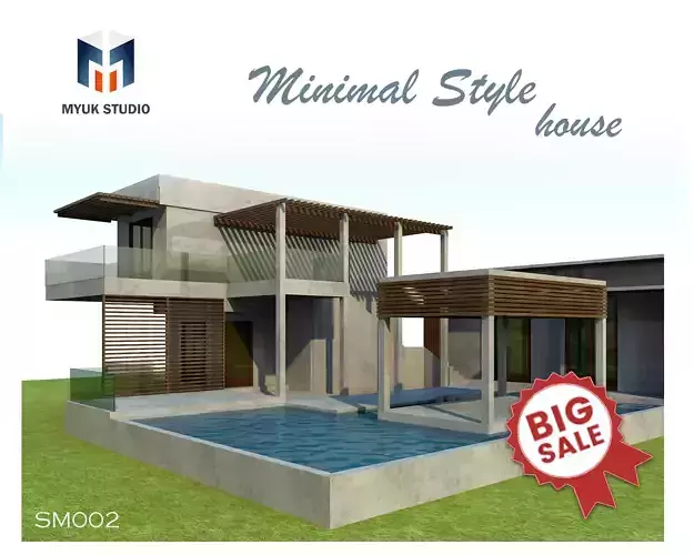 Exterior scene of modern single house minimal contemporary style