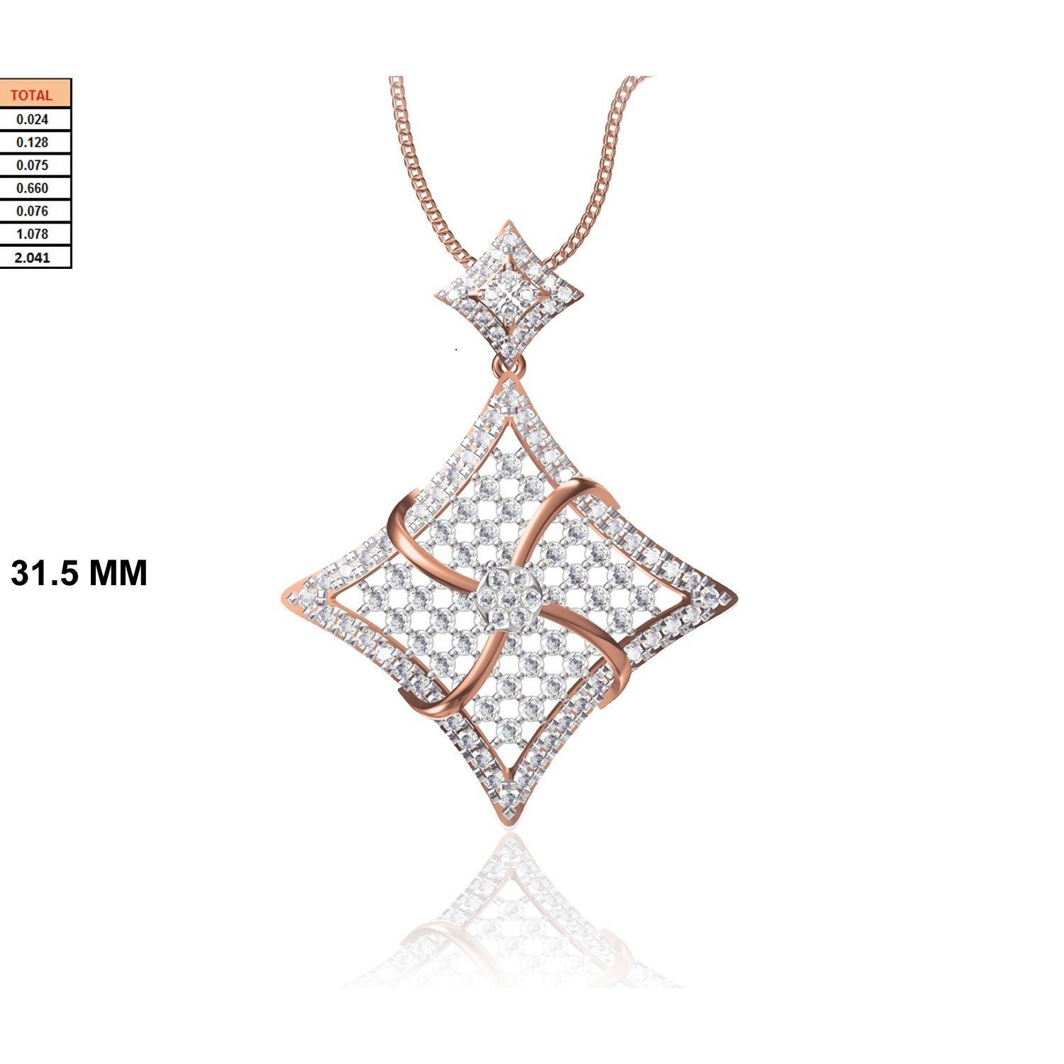 pendant-1152 rose gold diamond bangle watch 3D print model_1