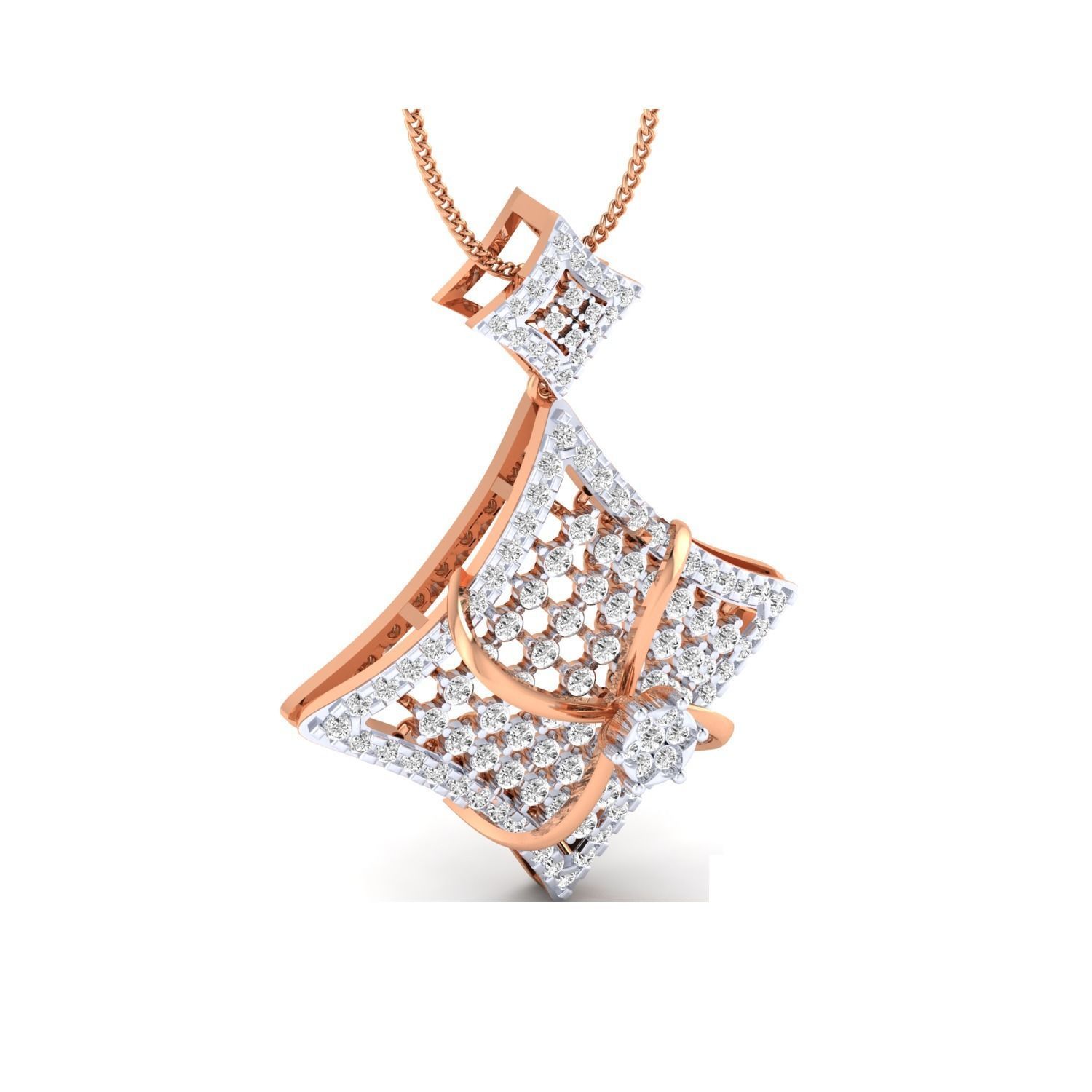 pendant-1152 rose gold diamond bangle watch 3D print model_4