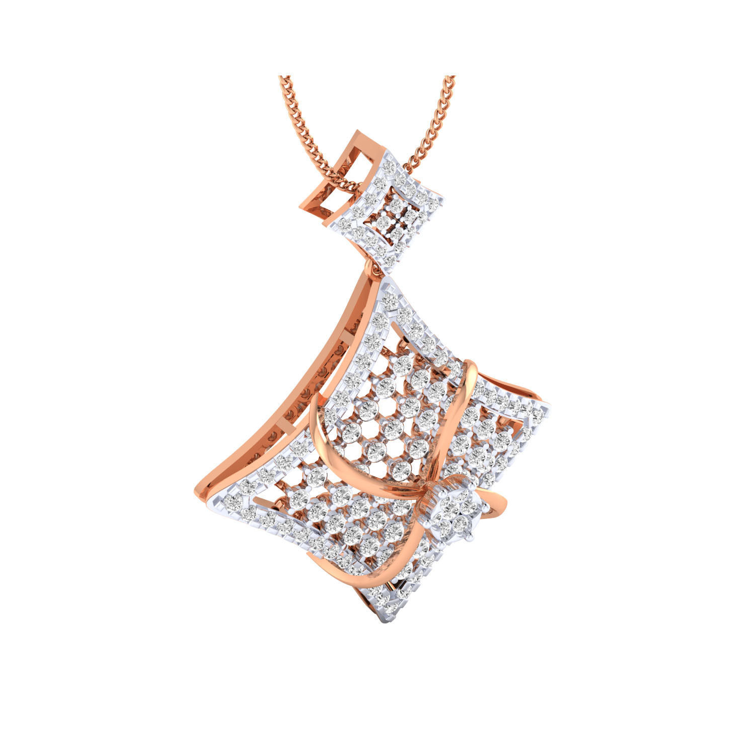 pendant-1152 rose gold diamond bangle watch 3D print model_3
