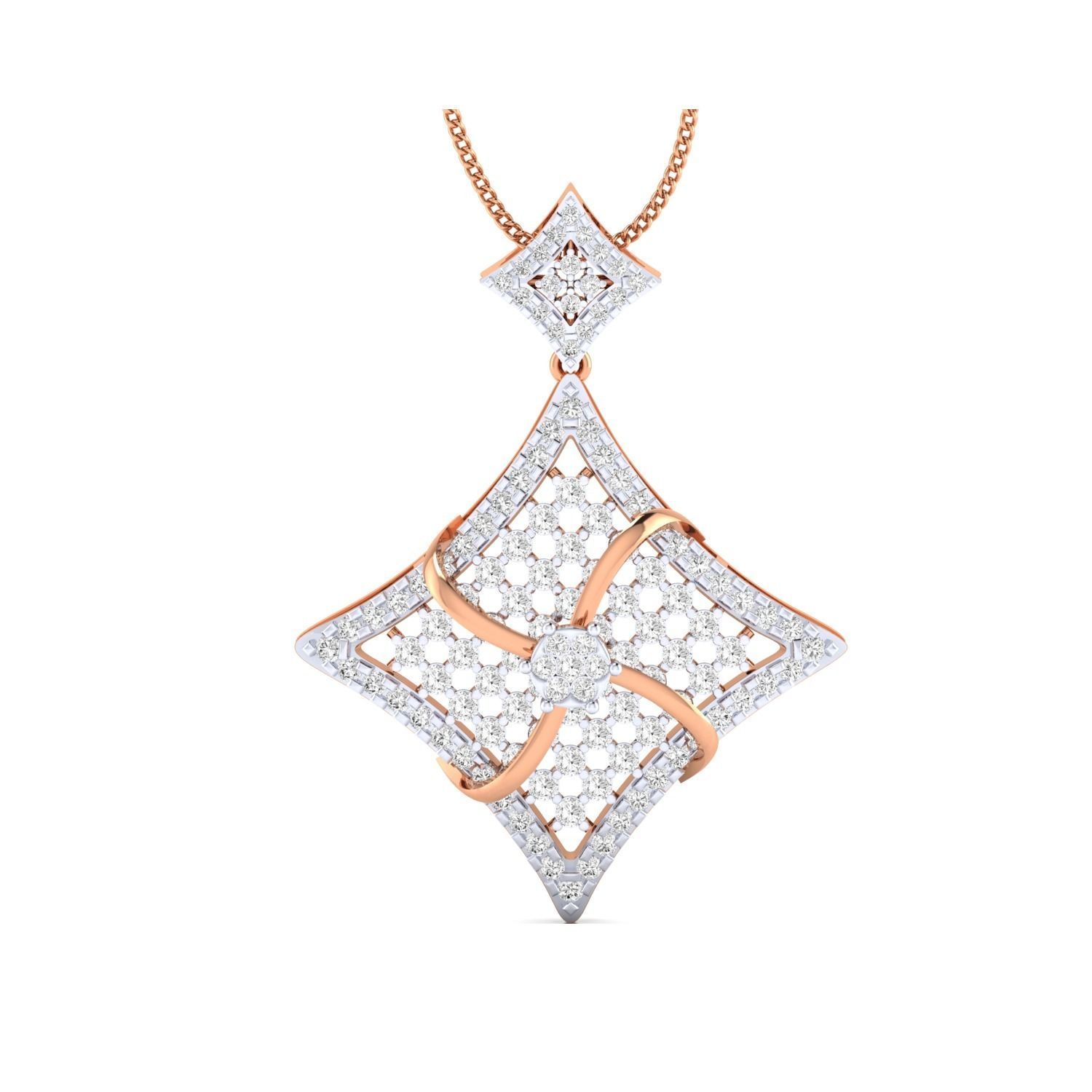 pendant-1152 rose gold diamond bangle watch 3D print model_2