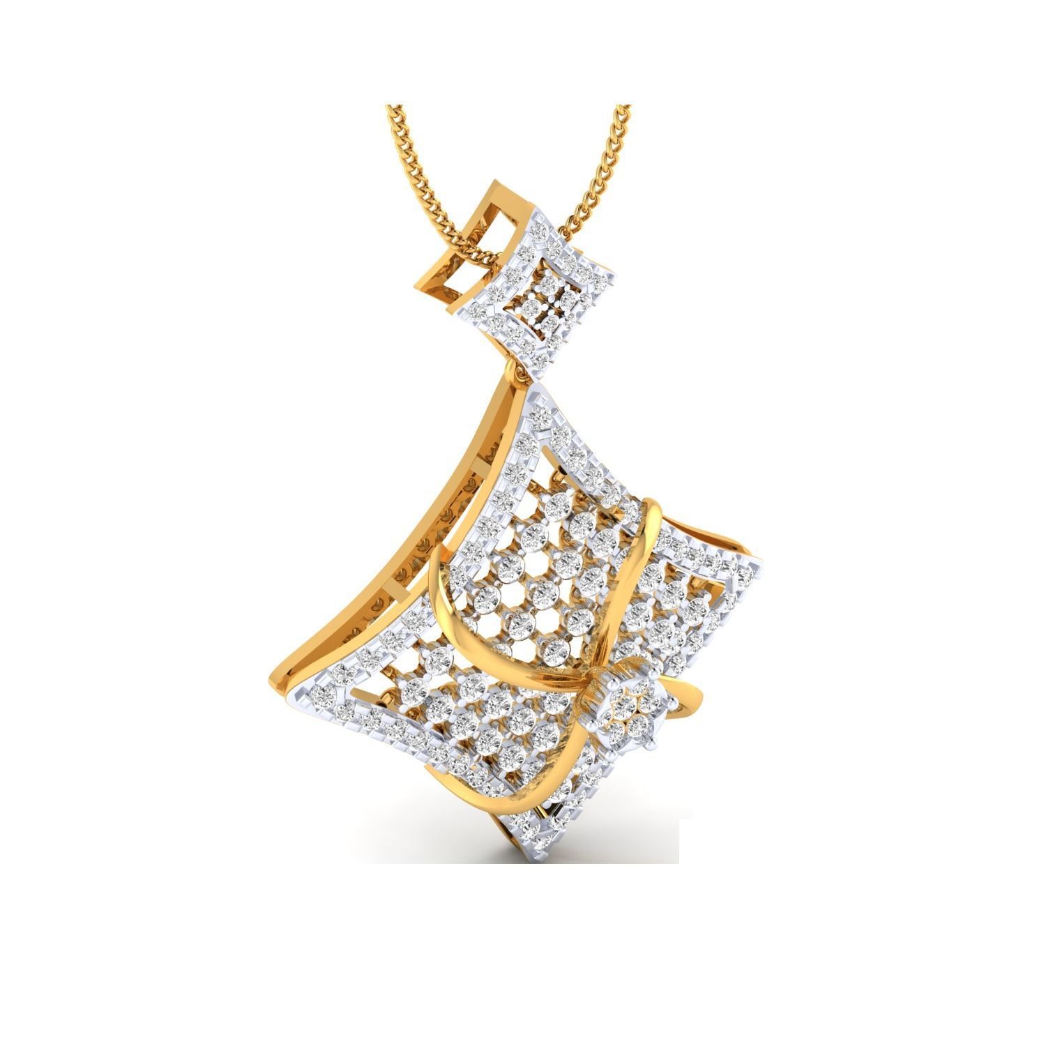 pendant-1152 rose gold diamond bangle watch 3D print model_17