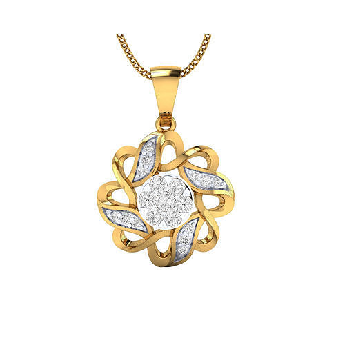 pendant-1145 rose gold pendant with diamonds 3D print model