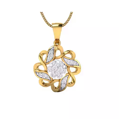 pendant-1145 rose gold pendant with diamonds 3D print model
