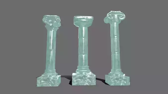 Pillar Set three pillars made of glass Low-poly 3D model