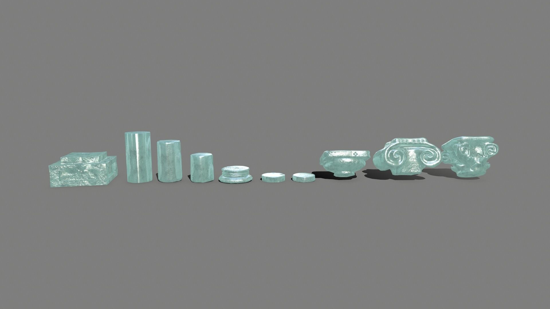 Pillar Set three pillars made of glass Low-poly 3D model_8