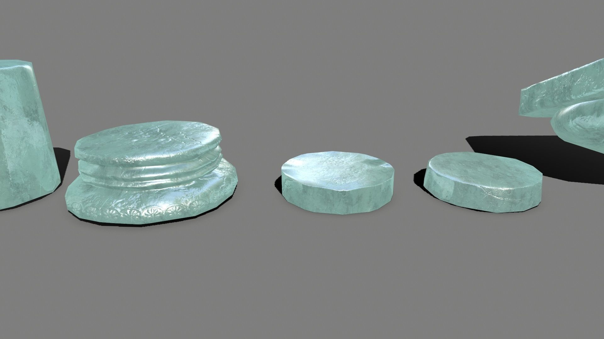 Pillar Set three pillars made of glass Low-poly 3D model_11