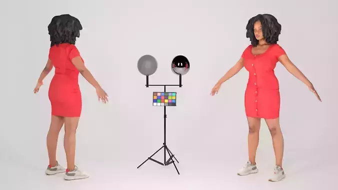 Attractive african-american woman in casual dress in A-pose 229