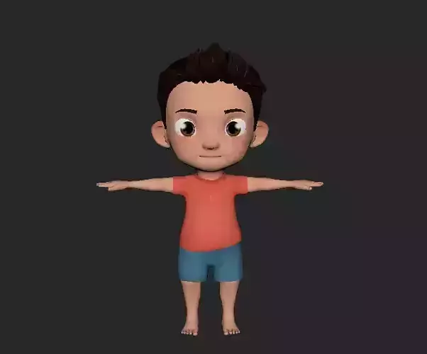 LowPoly Kid Toddler 3D  Character Model and Textures
