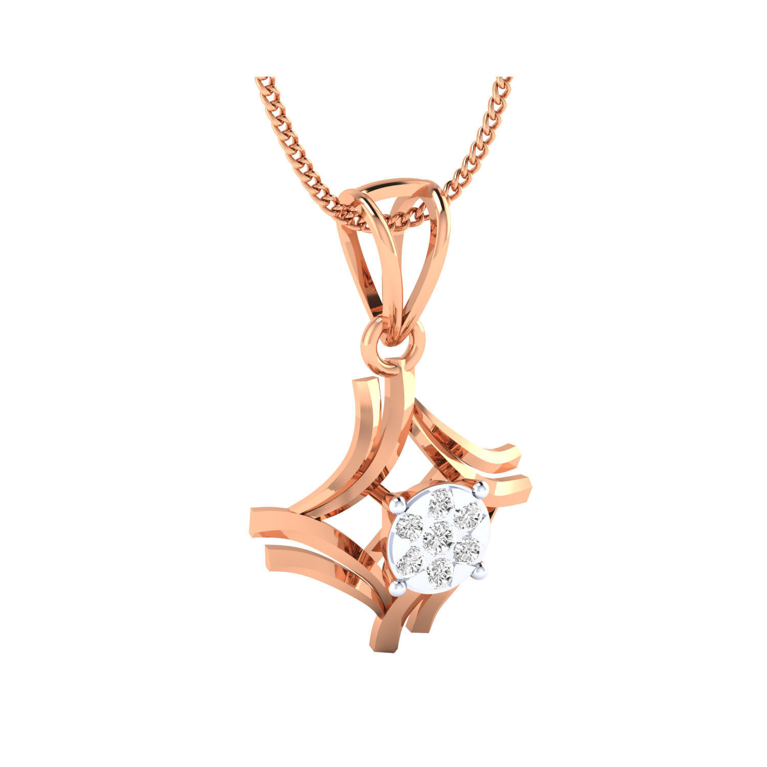pendant-1037 rose gold pendant with diamond 3D print model_1
