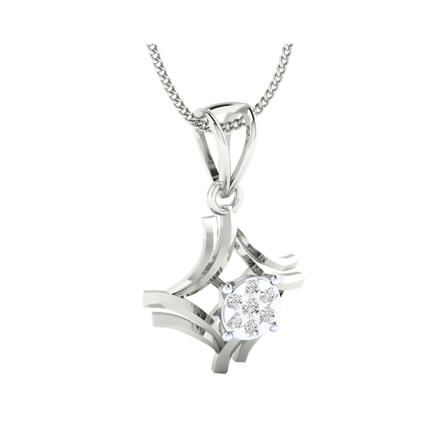 pendant-1037 rose gold pendant with diamond 3D print model_3