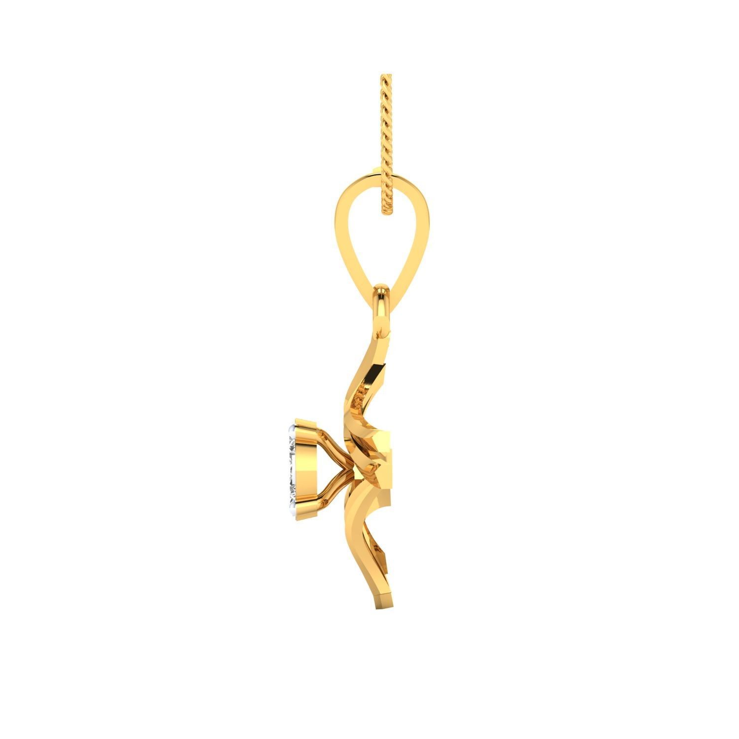 pendant-1037 rose gold pendant with diamond 3D print model_12