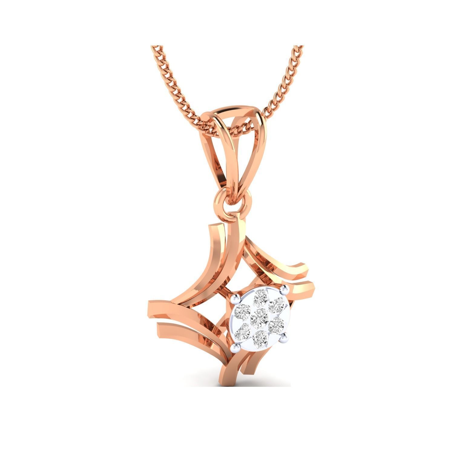 pendant-1037 rose gold pendant with diamond 3D print model_2