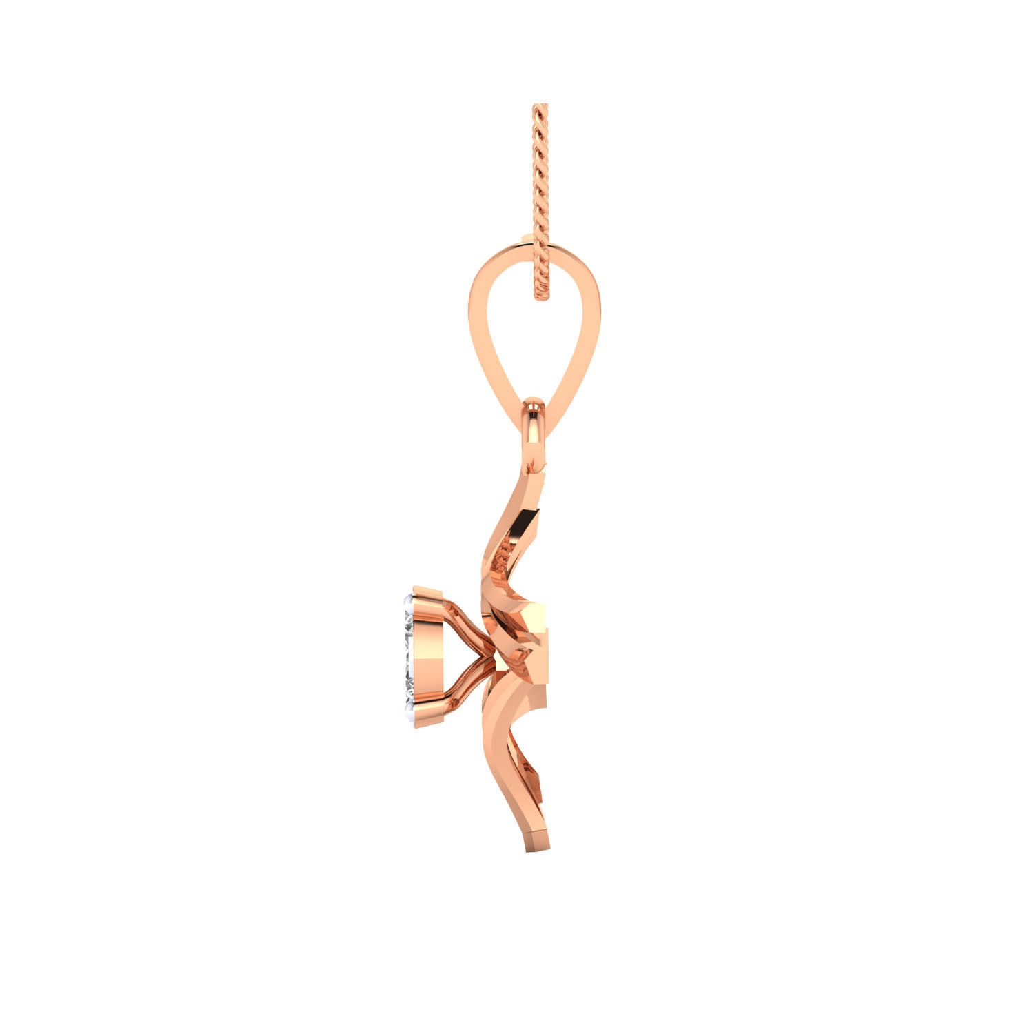 pendant-1037 rose gold pendant with diamond 3D print model_7