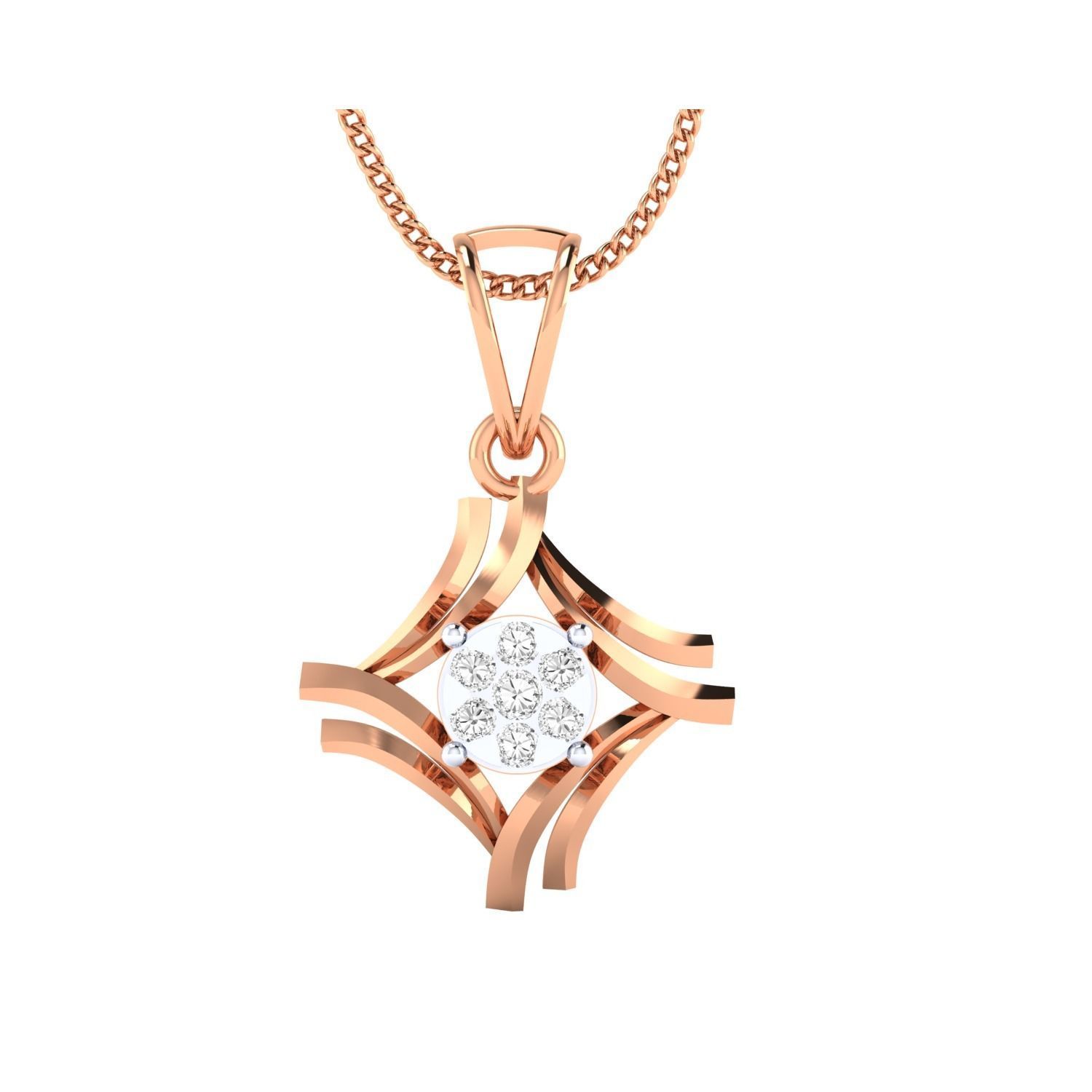 pendant-1037 rose gold pendant with diamond 3D print model_13