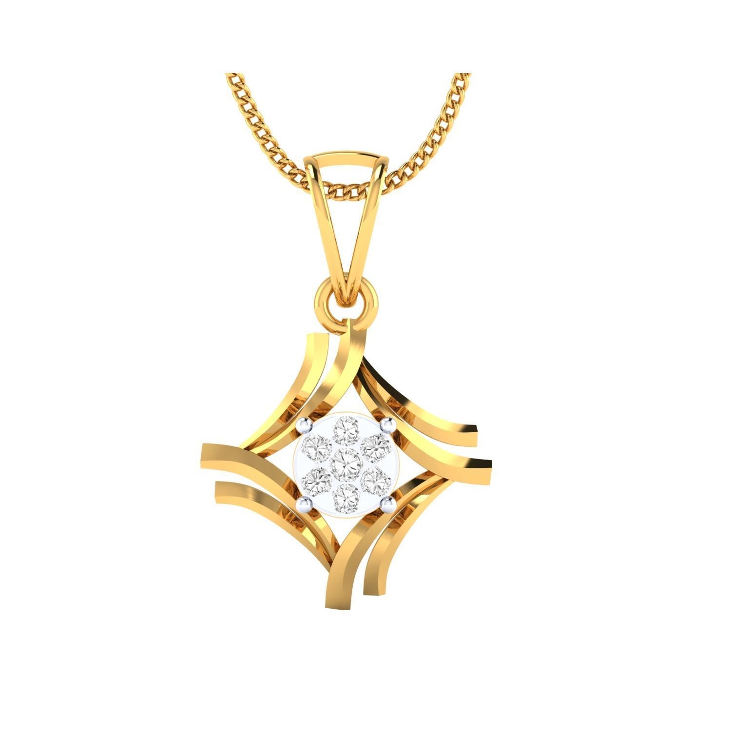 pendant-1037 rose gold pendant with diamond 3D print model_18