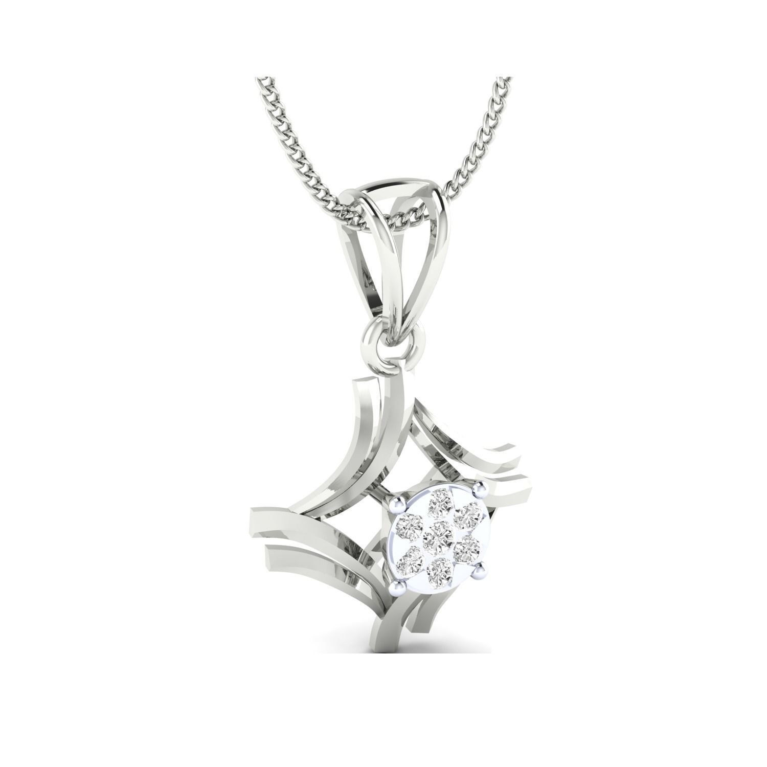 pendant-1037 rose gold pendant with diamond 3D print model_4