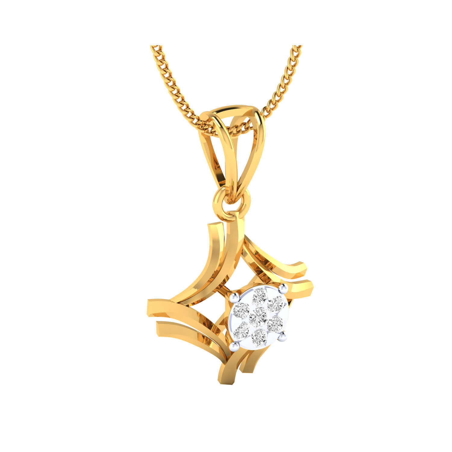 pendant-1037 rose gold pendant with diamond 3D print model_5
