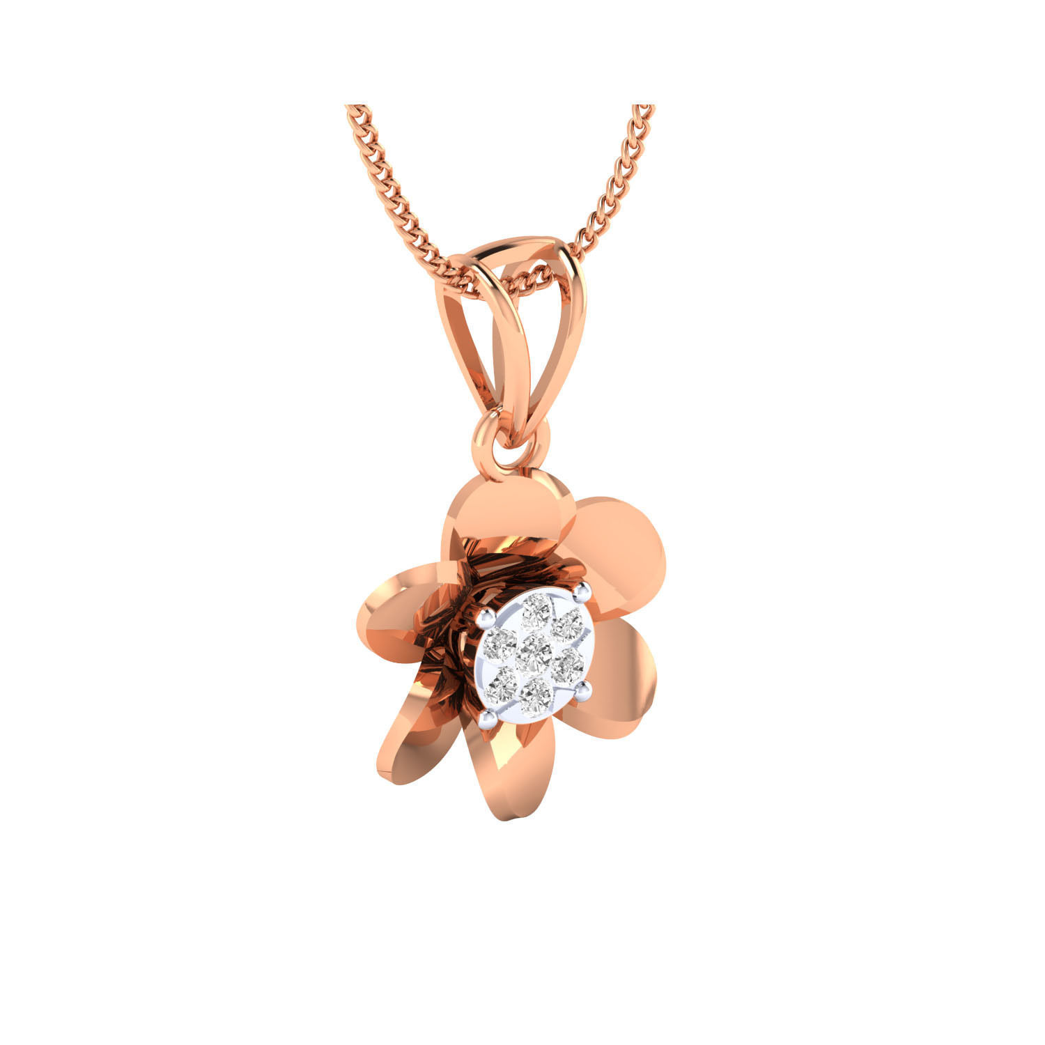 pendant-1036 diamond flower pendant gold 3D print model_1