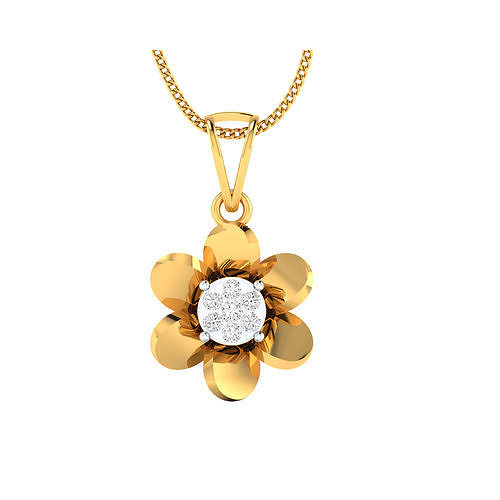 pendant-1036 diamond flower pendant gold 3D print model