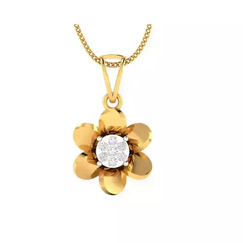 pendant-1036 diamond flower pendant gold 3D print model