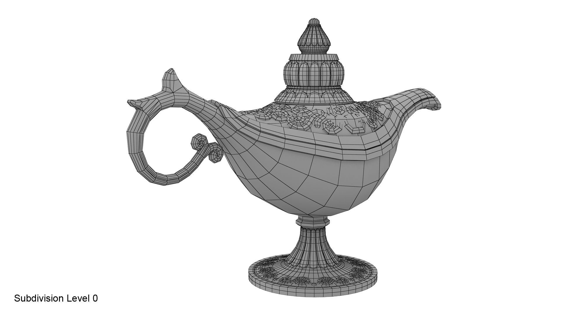 Gold magic lamp 3D model_16