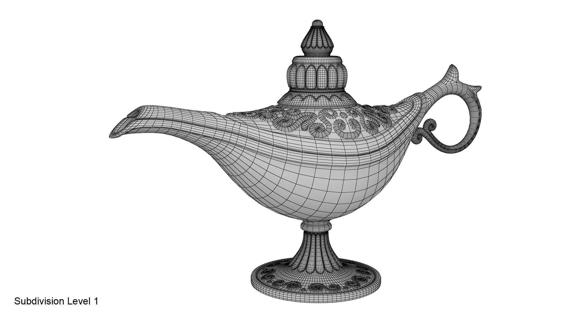Gold magic lamp 3D model_25
