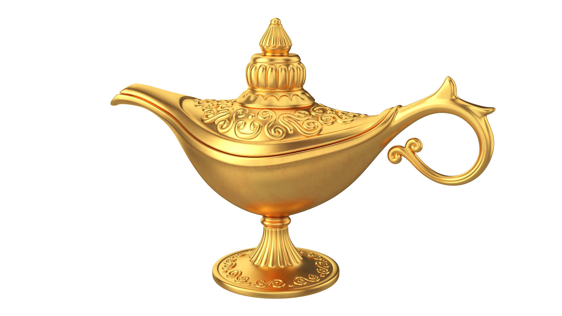 Gold magic lamp 3D model_3