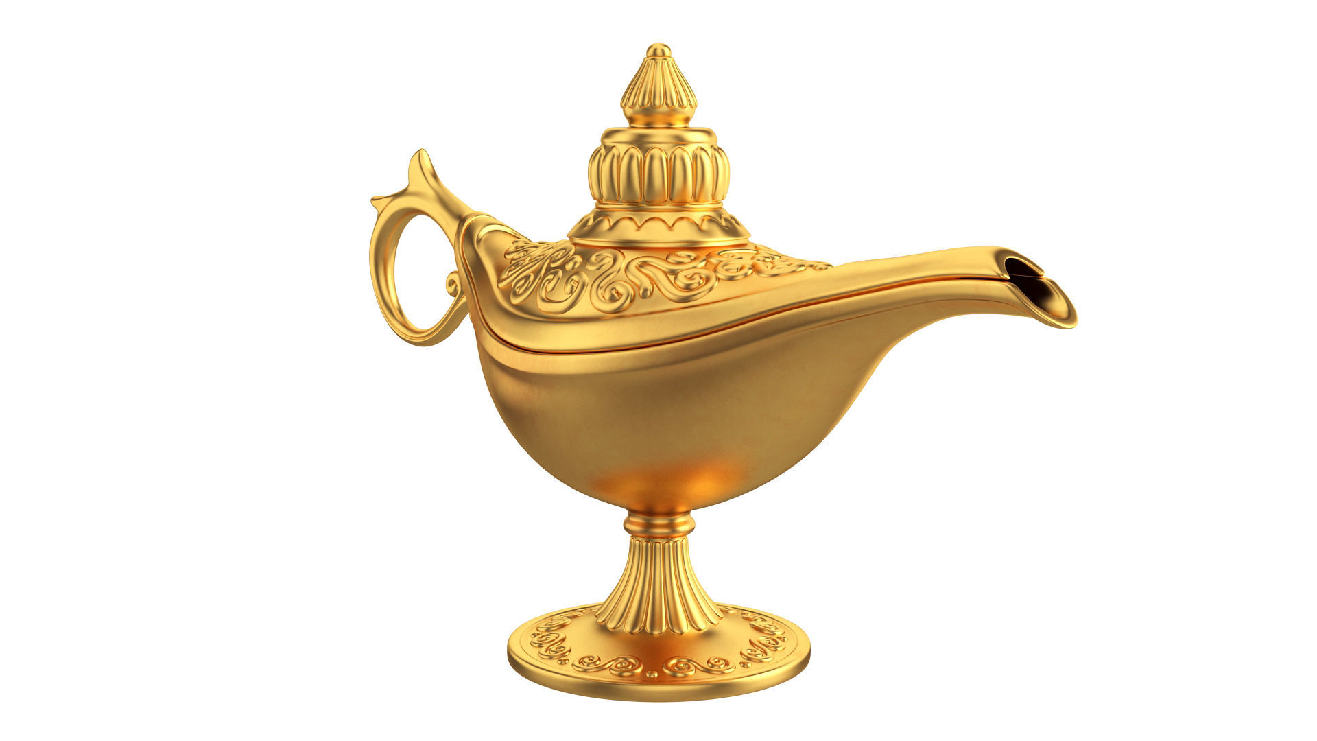 Gold magic lamp 3D model_5