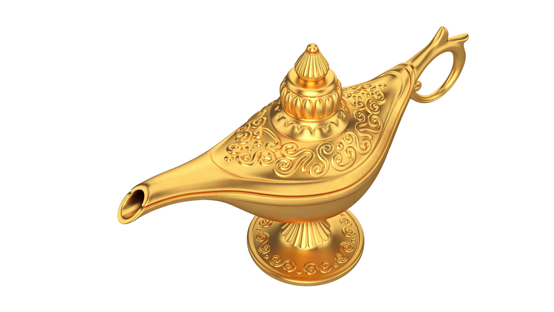 Gold magic lamp 3D model_6