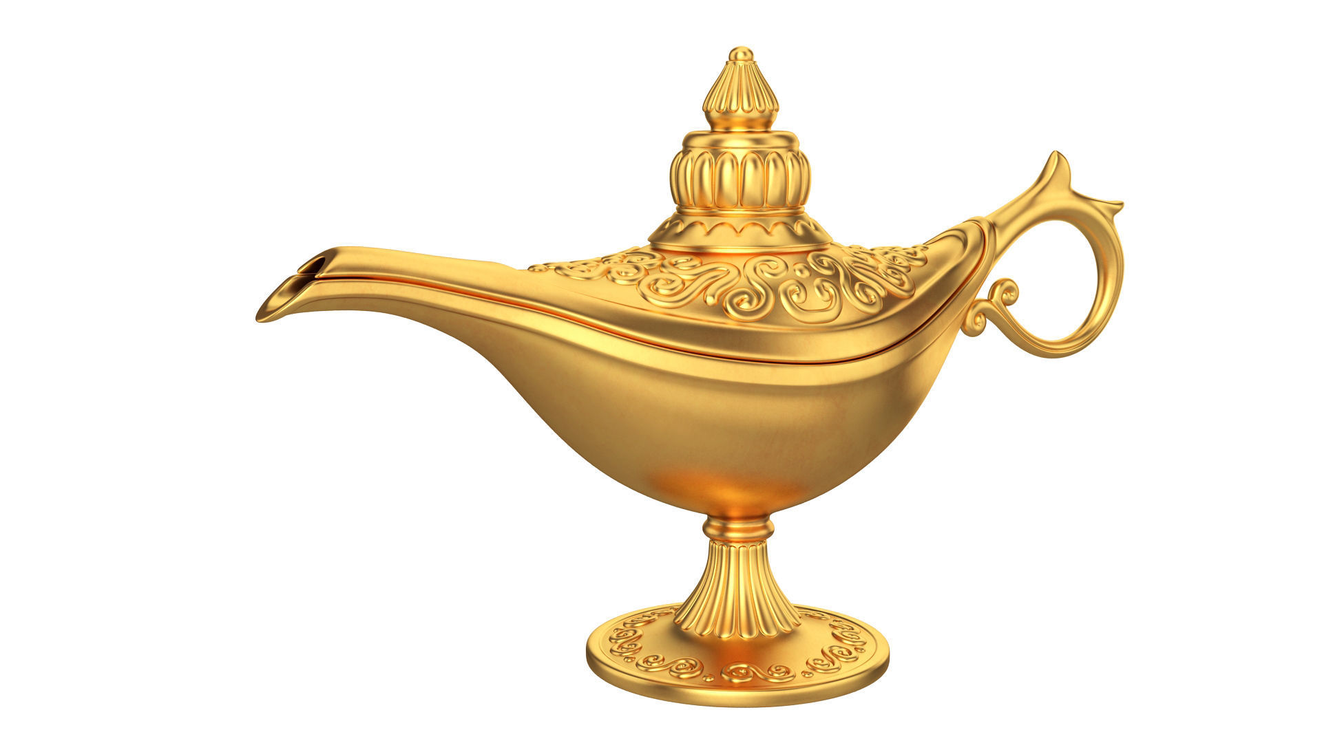 Gold magic lamp 3D model_2