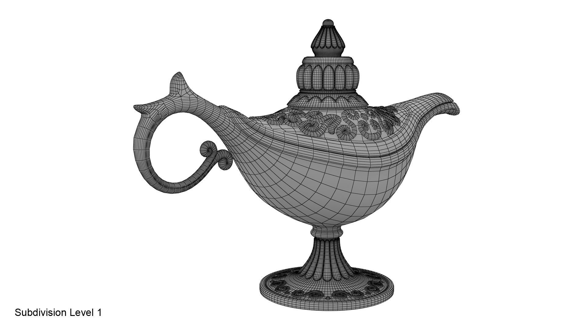 Gold magic lamp 3D model_27